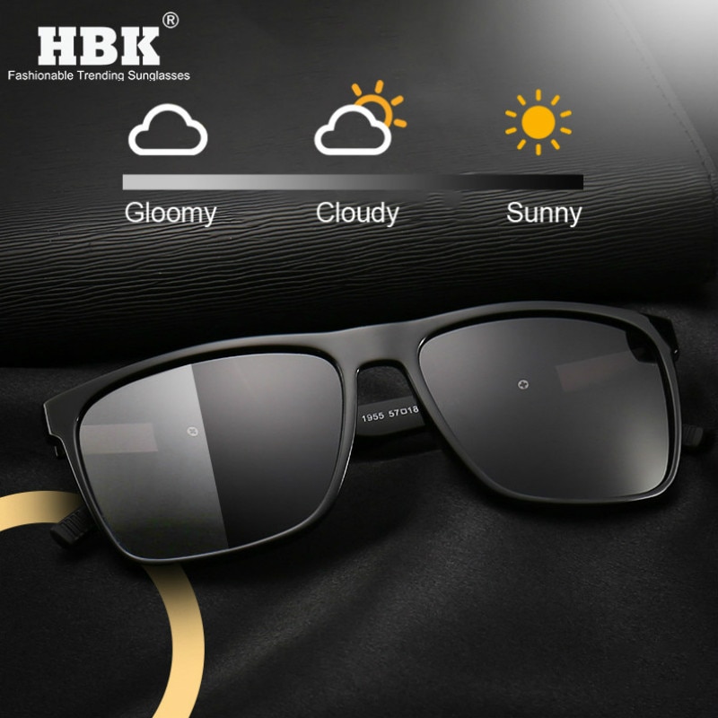 【VisioN Shop】C6 tea teaHBK Advanced Square TR90 Photochromic Polarized Men Driver Interchangeable Adaptive Lense Sun Glasses. 