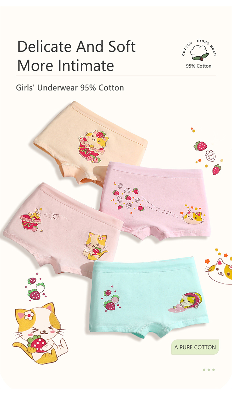 Pack of 4 Baby Girl Underwear Cotton Soft Kid Panties Female Baby  Underpants Random Cartoon Childrens Panty size 9 Month to 12 years