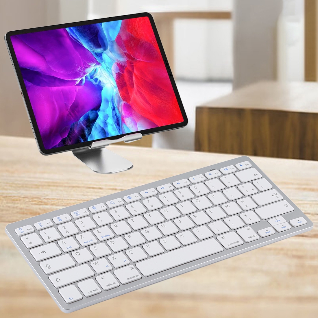 WB-8022 Ultra-thin Wireless Bluetooth Keyboard for iPad, Samsung, Huawei, Xiaomi, Tablet PCs or phones, French Keys