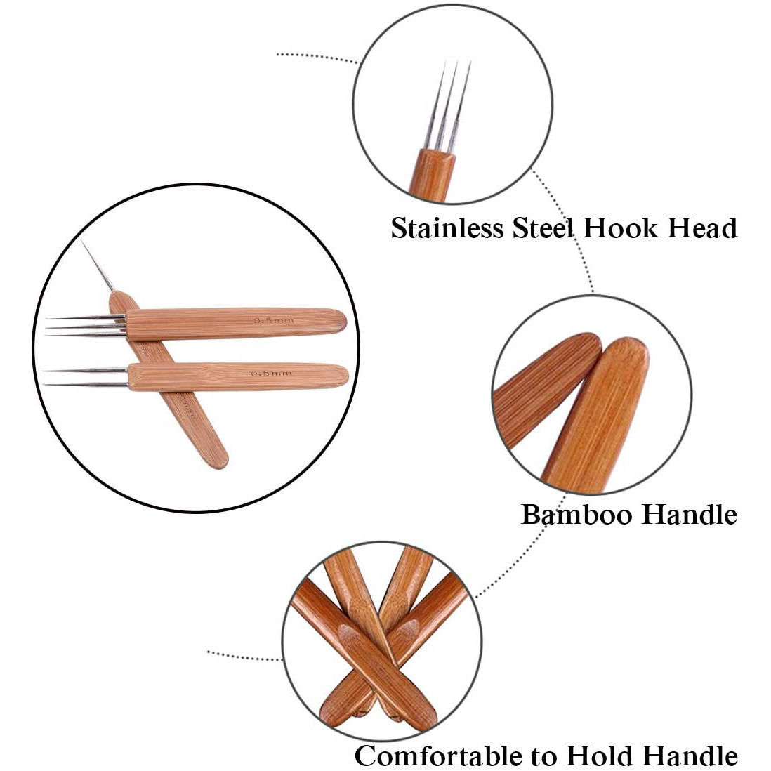 Dreadlock Crochet Hooks - Dread Lock Tool Set,Latch Hook Crochet Needle Set for Braid Hair,Carpet Making and Other Craft. 