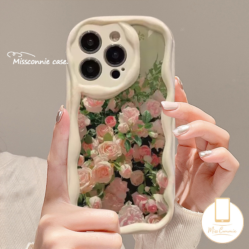 MissConnie For Samsung A14 A50 A05 A24 A12 A13 A04s A05s A04 A50s A23 A34 A52 A51 A53 A54 A30s A10s A21s A11 A32 A04E A31 A02s A30 A52s A03s A20s Funny Dreamy Romantic Pink Fresh Flower 3D Wavy Curved Edge Soft Cover Couple Phone Case. 