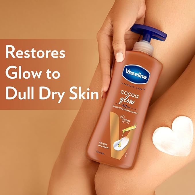 Vaseline Cocoa Glow Serum In Lotion, 400 ml | 100% Pure Cocoa & Shea Butter. 