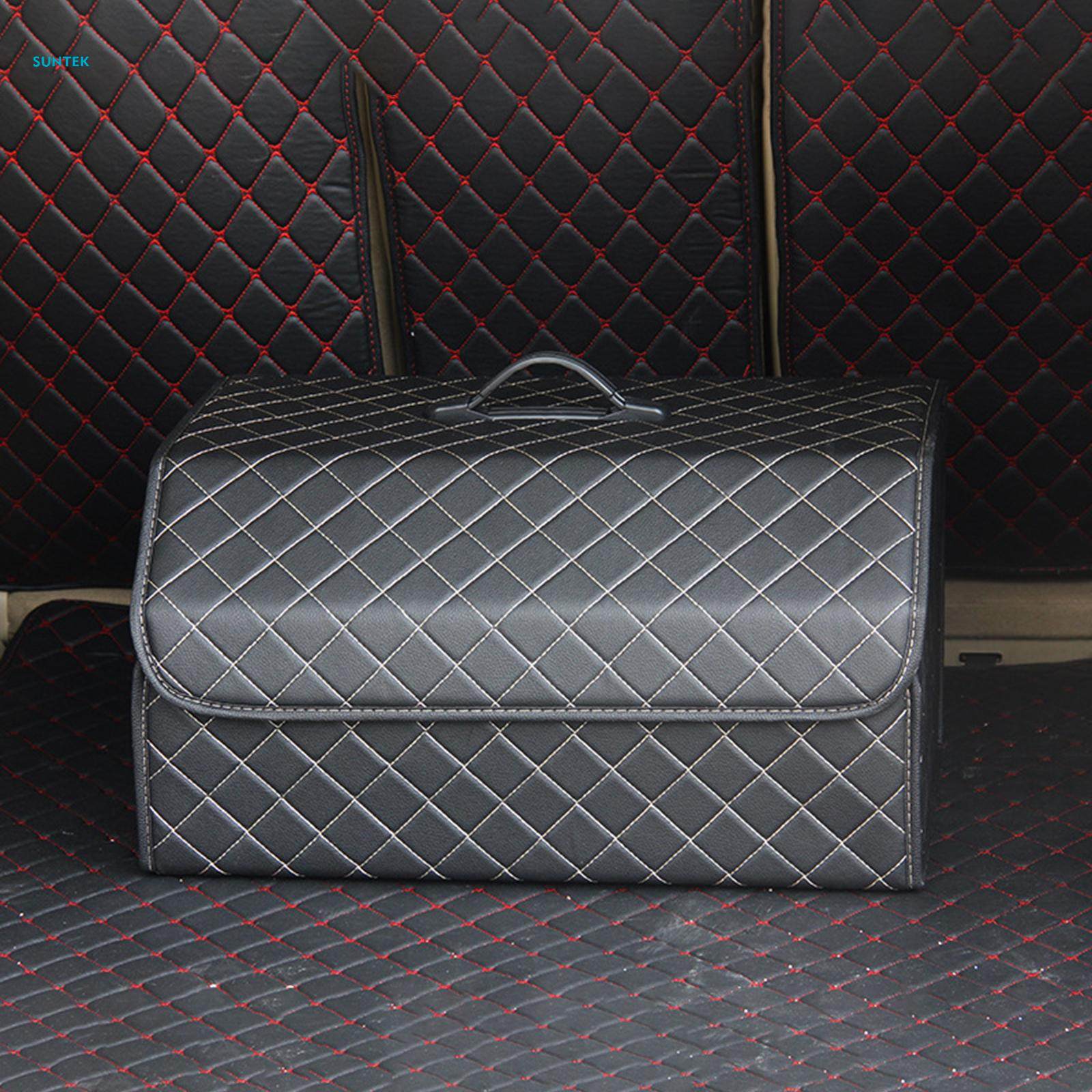 PU Car Trunk Storage Box with Lid Stowing Tidying SUV MPV. 