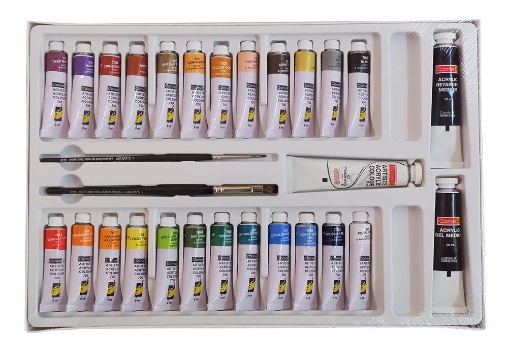Camel Artist Acrylic Colours 24 Shade X 9ml X 20ml. 