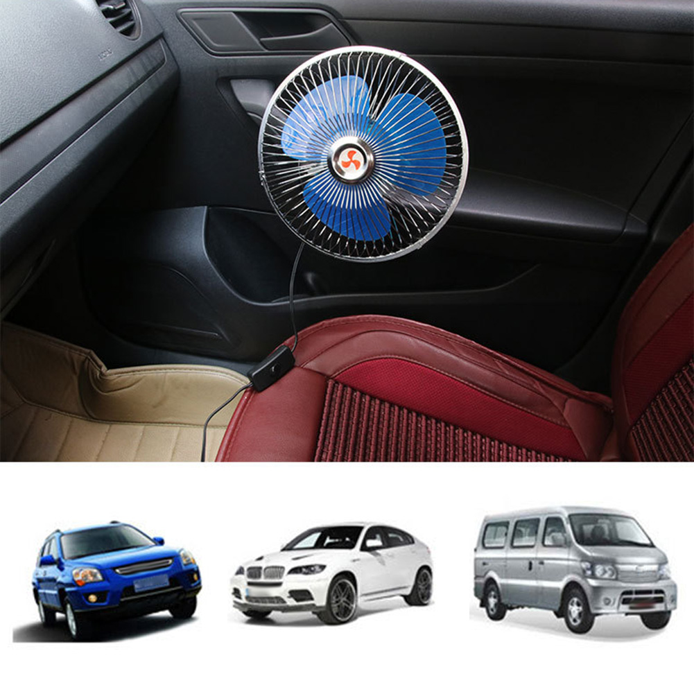Car Clip Cooling Fan 12V/24V 8 Inch Low Noise Automobile Clip Fan Portable Rotatable with Cigarette Lighter Plug for Vehicle. 