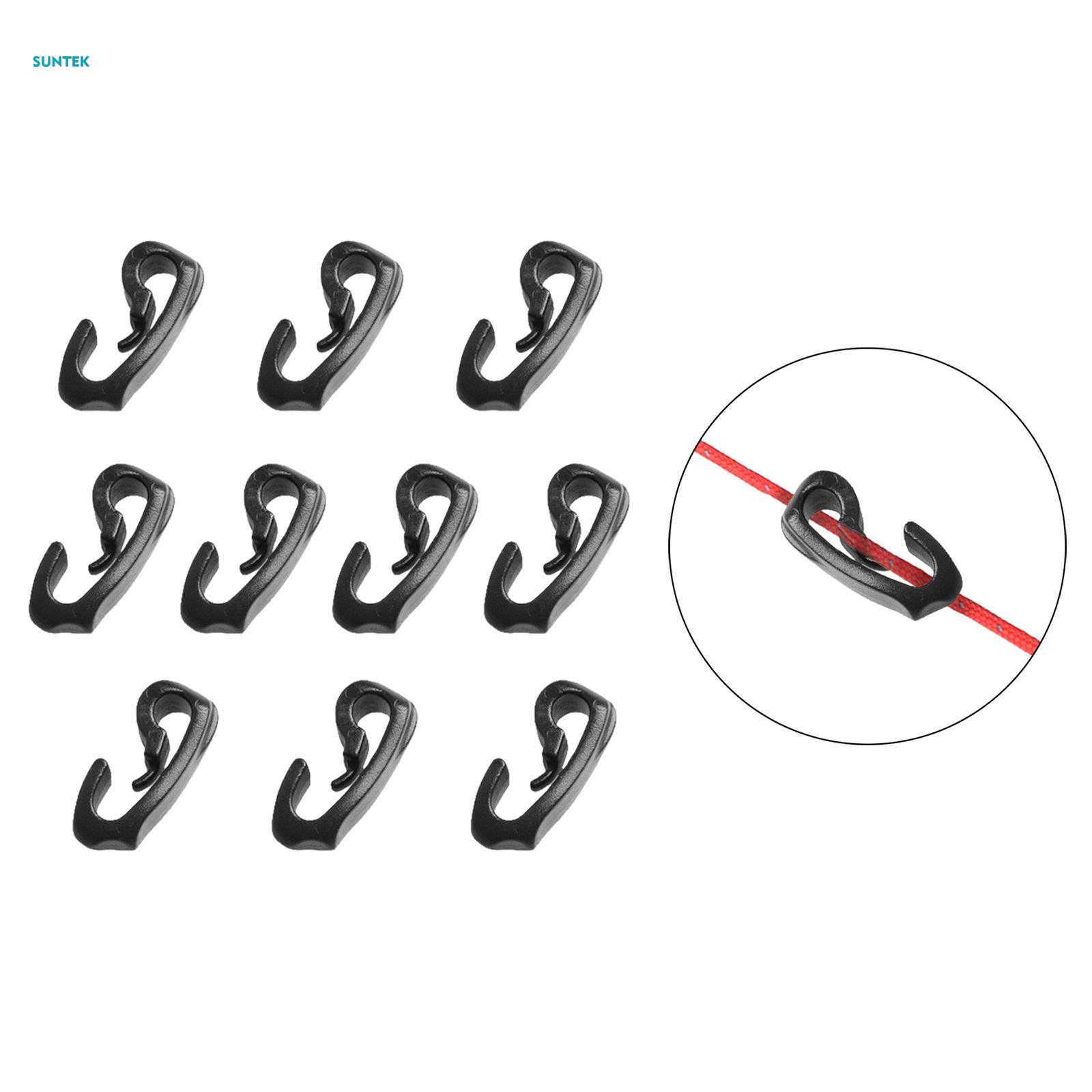 10-Pack Outdoor Camping Tent Hooks, Canopy Windproof Hook, Plastic Shock Cord Clasp Hook for Camping Canopy Backpacking Awning. 