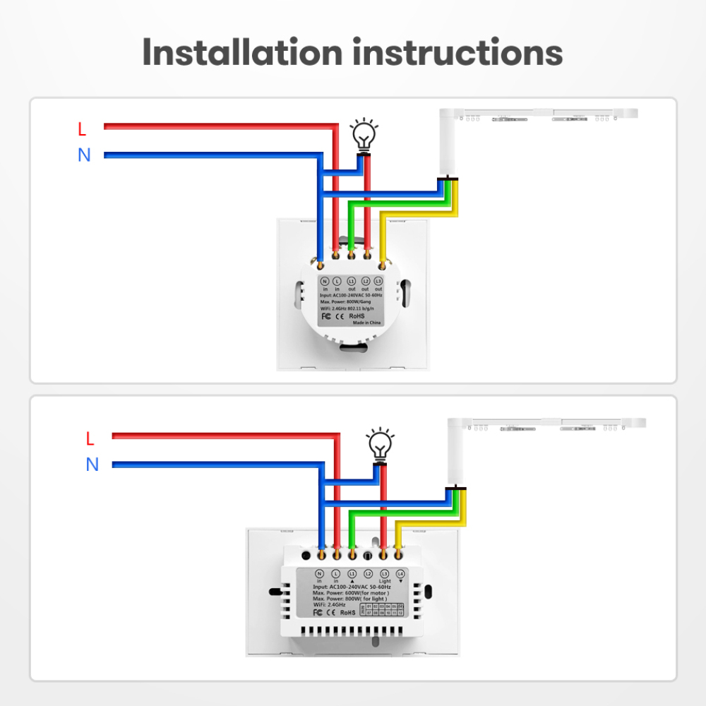 2 In 1 Tuya Smart Life WiFi Roller Shutter Curtain Light Switch For Electric Motorized Blinds Work For Alexa,Google Home,Alice. 