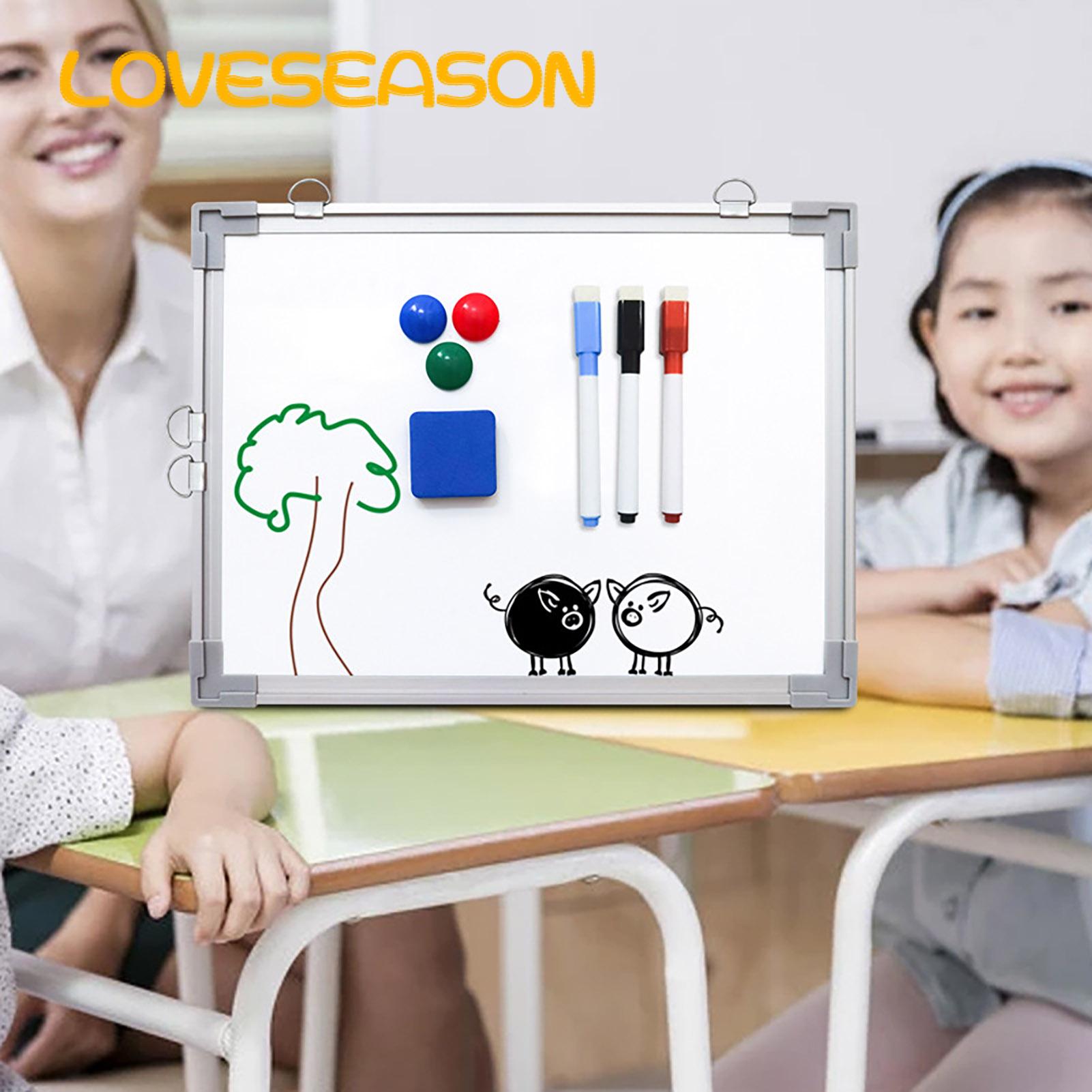 Wall Mountable Whiteboard Double-sided Magnetic Whiteboard with Hooks for Office Classroom Use 40x30cm