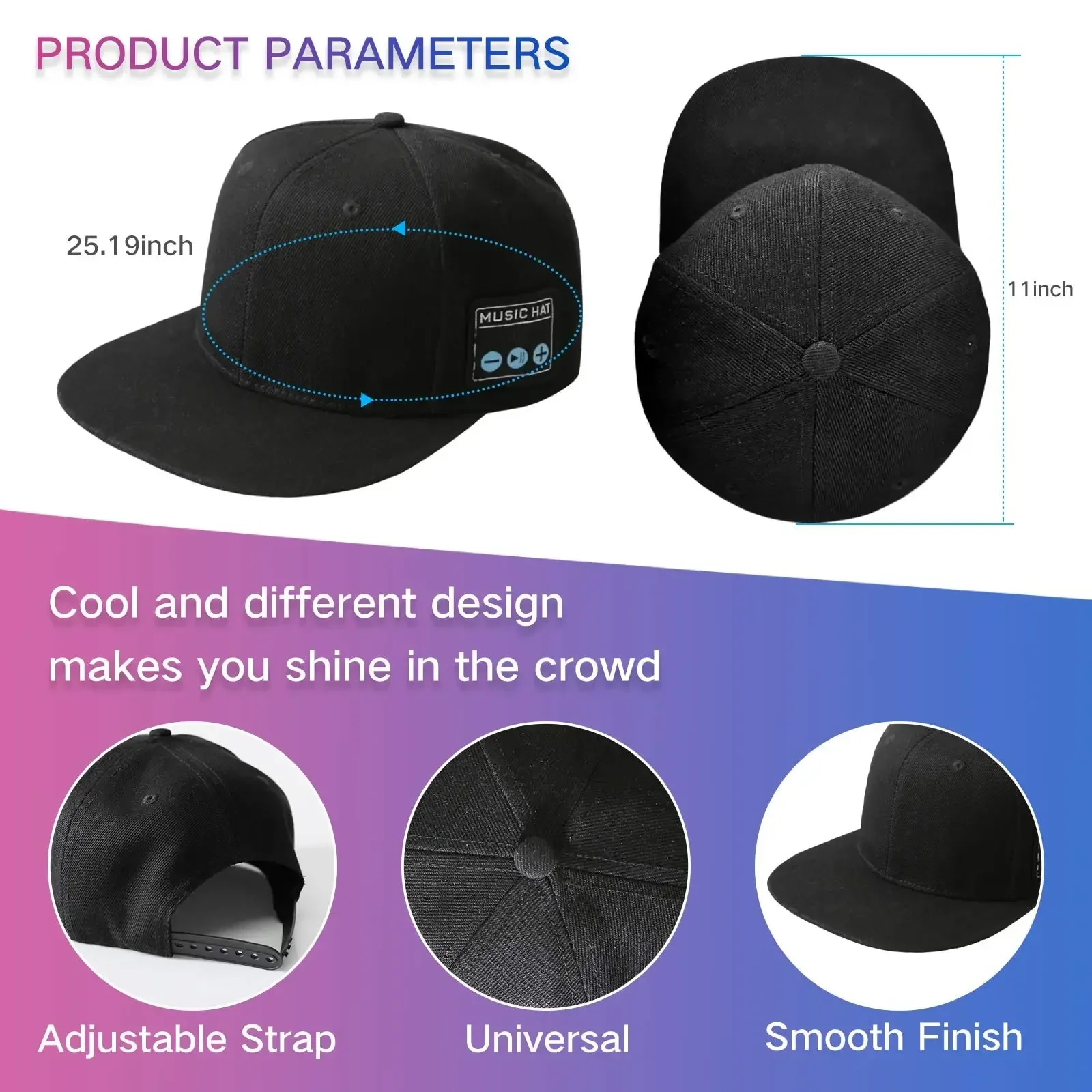 Wireless Bluetooth 5.0 Speaker Hat/Cap with (Inbuilt Microphone) Wireless Smart Speaker Hat/Cap for Outdoor/Indoor Sports. 