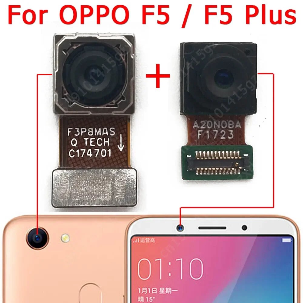 Front Rear View Back Camera For OPPO F5 Plus Main Backside Facing Frontal Camera Module Flex Replacement Spare Parts. 