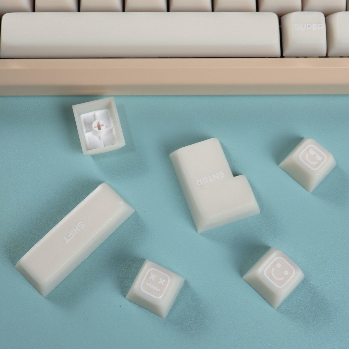 142 Keys SA Profile Marble Themed Double Shot PBT Keycaps Milk White Translucent Keyboard Keycaps for MX Switches Gamer Keyboard. 