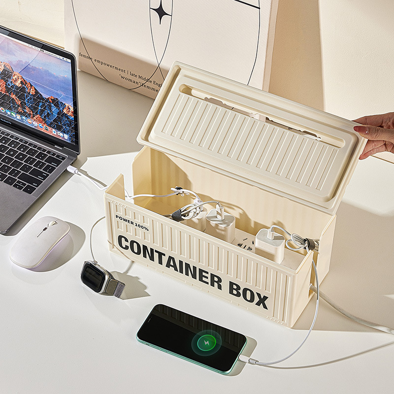 Cable Management Box With Lid Large Cable Organizer Box Cord Hider Box to Hide Surge Protector for Home Power Strip Holder. 