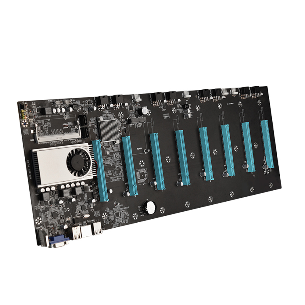 HXSJ BTC-S37 Motherboard with Onboard Intel Celeron 847 CPU 8 PCI-E 16X Slots Gigabit Network VGA+HD Ports Support 8 Graphics Cards. 