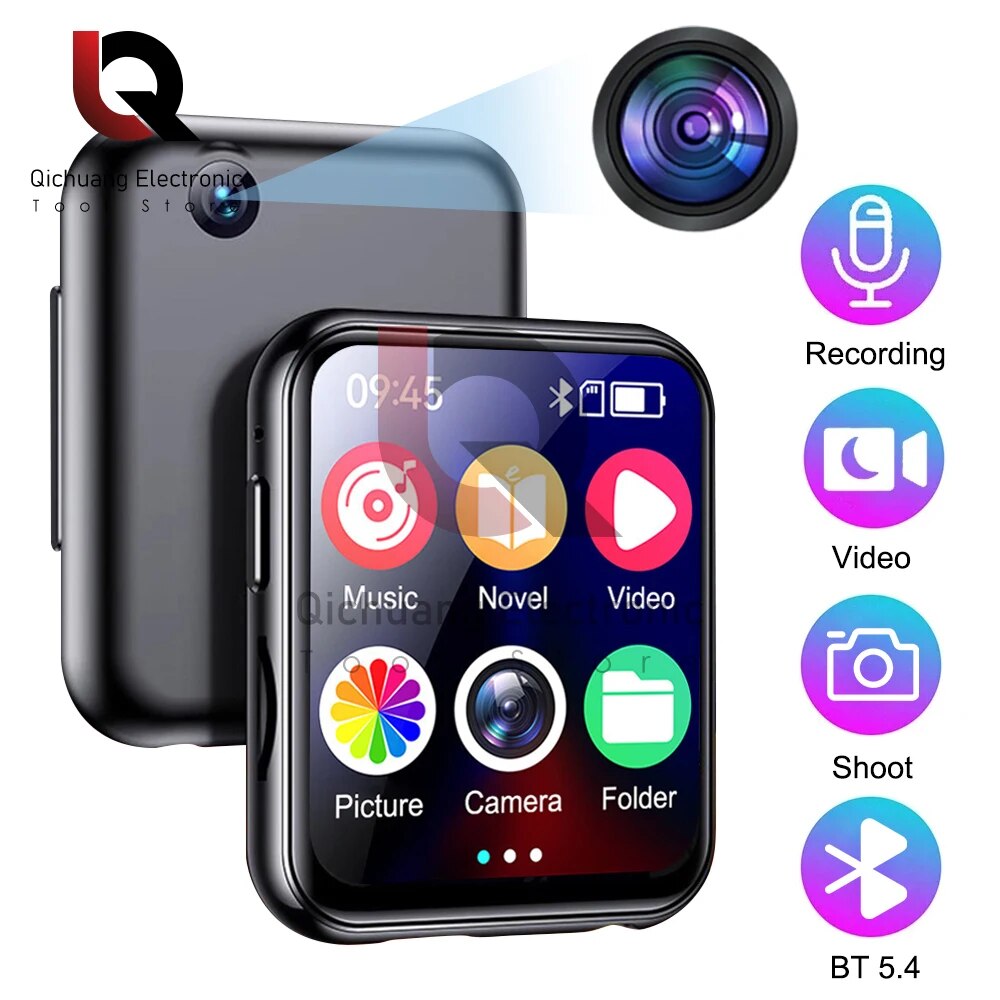 1Pc MP3 Music Player Bluetooth 5.4 HiFi MP4 Walkman Full Touch Screen Built-in Speaker Recorder Camera Video Player FM/E-book. 