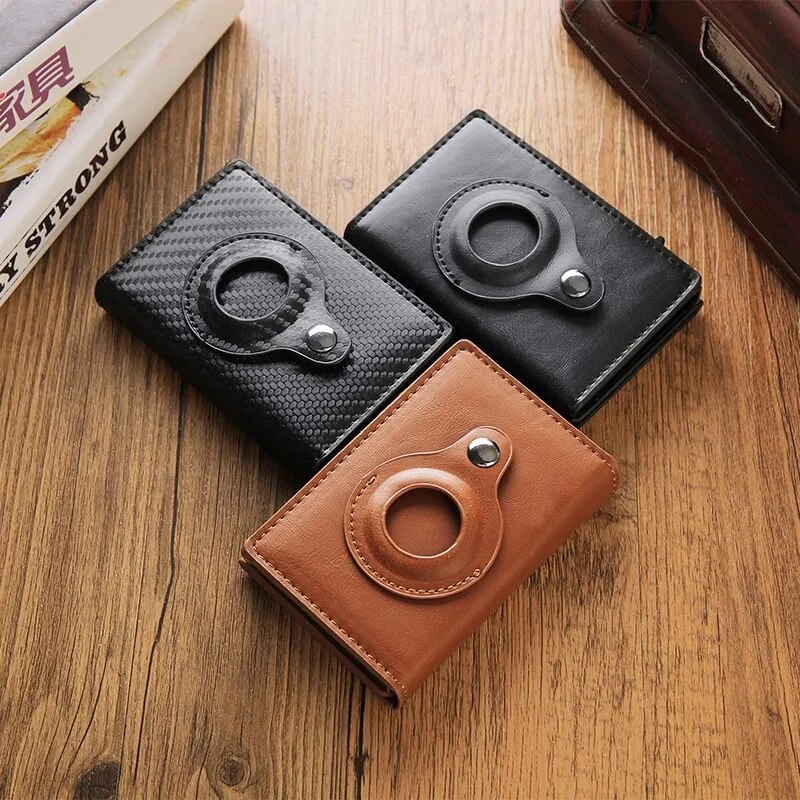 Side Push Card Holder Wallet For Men Slim RFID Blocking Money Clip Wallets Minimalist Wallet With Money Pocket. 