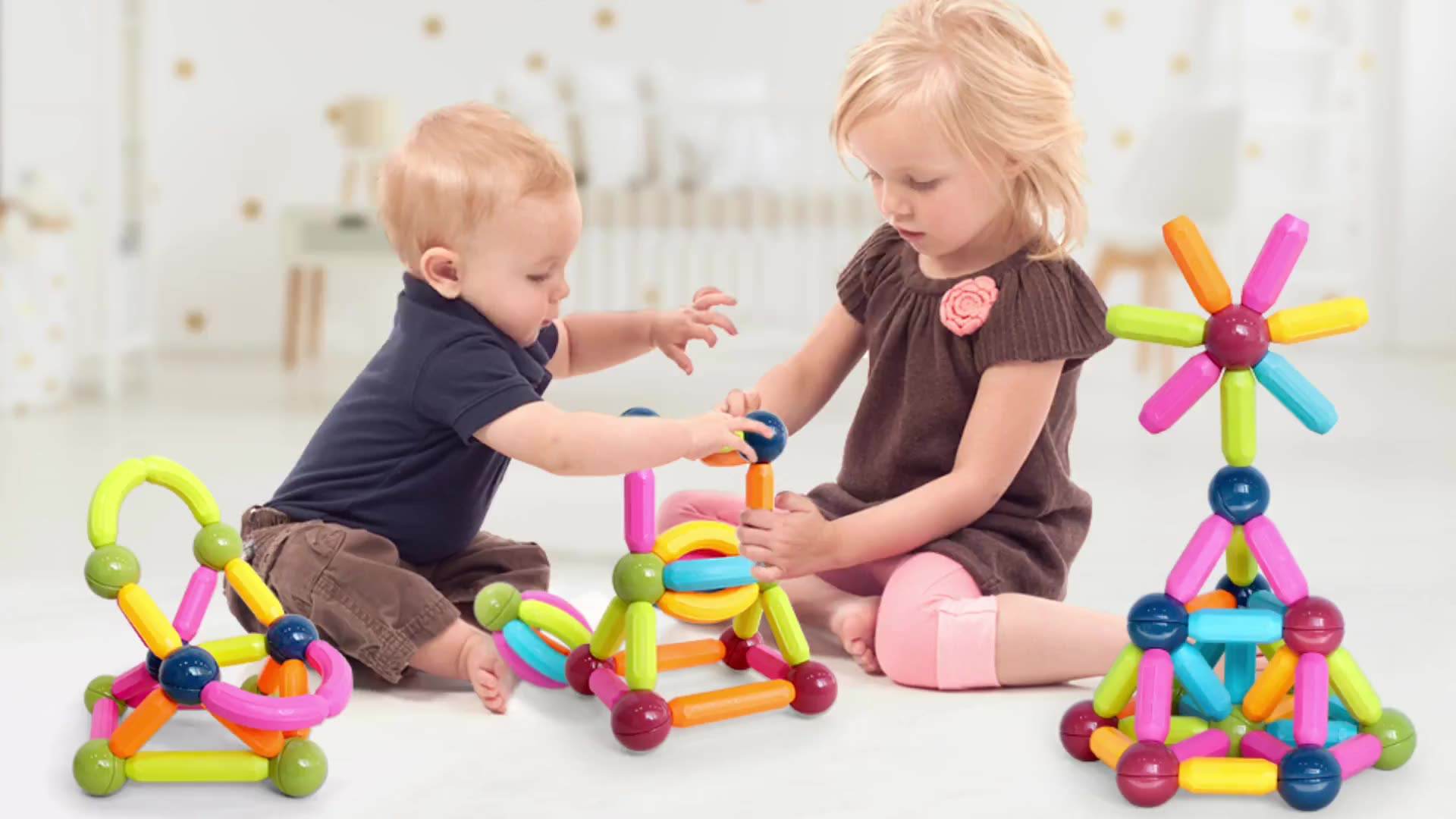 Magnetic Building Blocks for Kids Ages 4-8 STEM Construction Toys for Boys and Girls Large Size Magnetic Sticks and Balls Toy. 