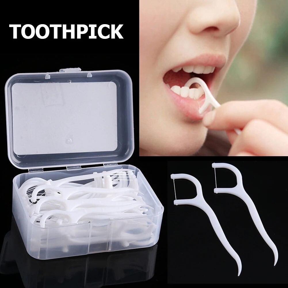 50PCS Disposable Dental Floss Clean Teeth Stick Floss Pick Oral Gum Teeth Care