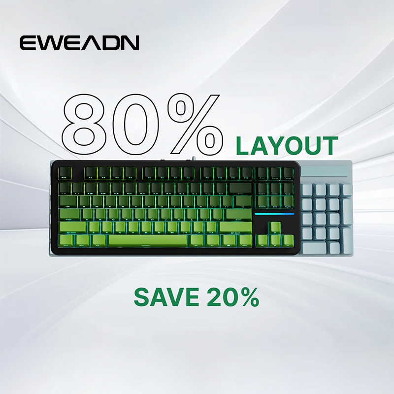 EWEADN X87 Customized Mechanical Keyboard, KAILH HUANO Switches, 10,000mAh Battery, Side-Printed, Perfect for Gaming Esports