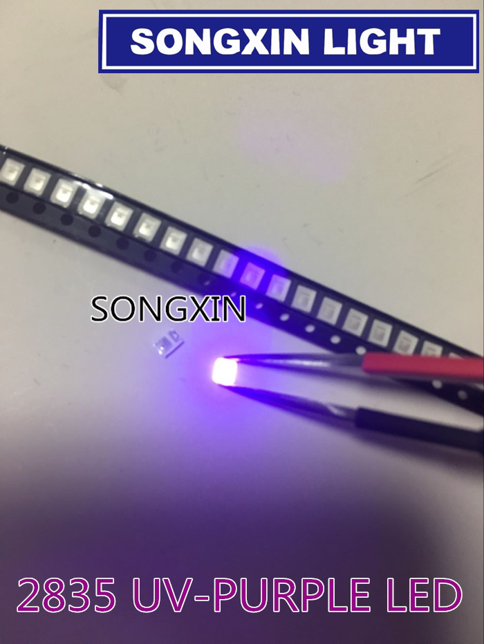 100pcs Diodes 2835 3528 SMD UV LED Purple Lamp Bead 395 - 410nm Ultraviolet Light-emitting Diodes Ultra Violet 0.2W Bead Lamp
