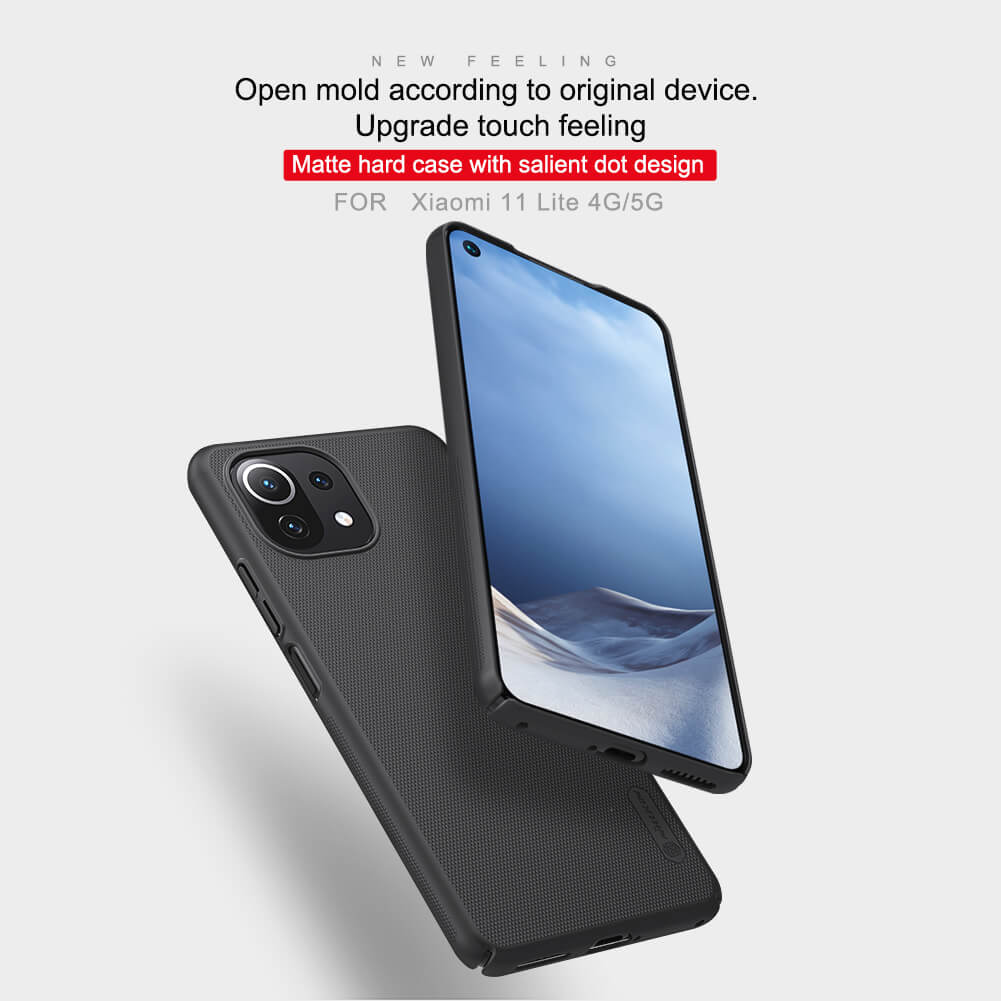 Nillkin { Mi 11 Lite } Super Frosted Shield Matte cover case for Xiaomi Mi11 Lite (Mi 11 Lite), Mi11 Lite 5G NE Smart Phone Back Cover Case - Black. 