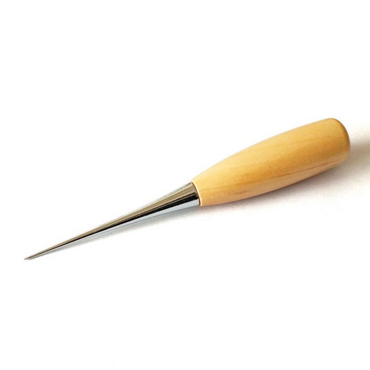 Wooden Handle Awl Leather Canvas Punching Clicker Stitching Sewing Repair