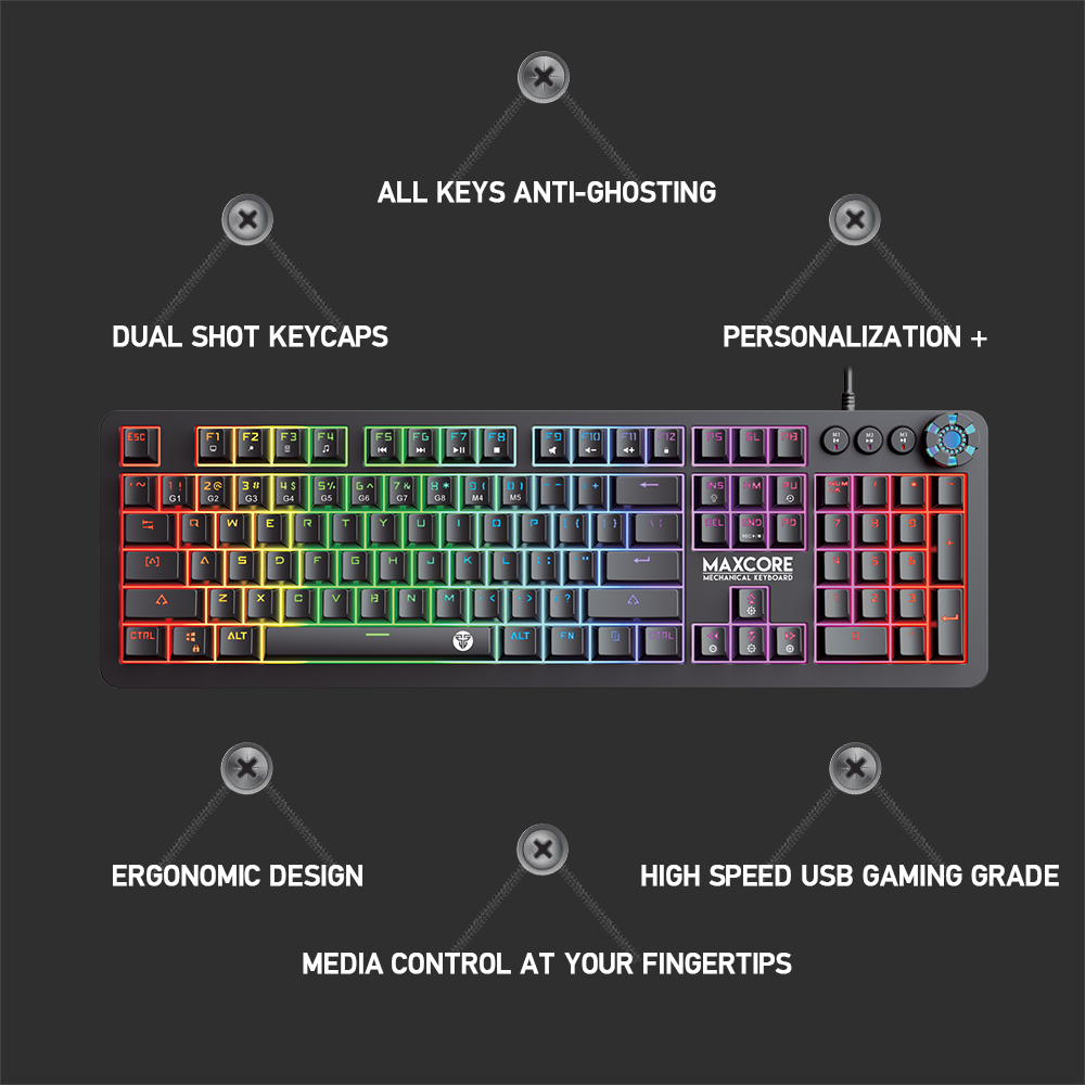 Fantech MK852 Max Core RGB Mechanical Switch Gaming Keyboard- 104 Keys. 