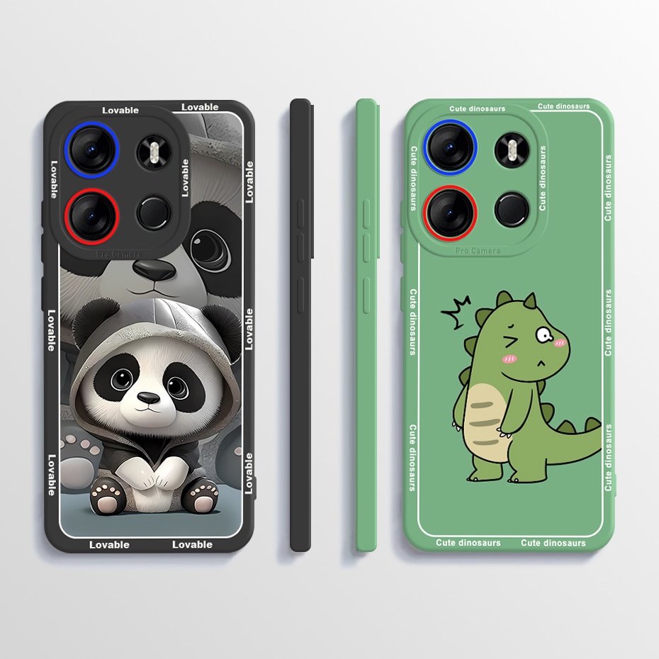 For Tecno Pop 7 Pro BF7 Case Cute Panda Dinosaur Soft Liquid Shockproof Cover For Tecno Spark Go 2023 Phone Cases Coque