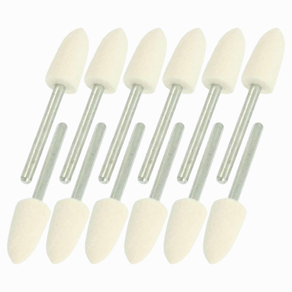12 Pcs Polishing Buffing Tool 8.5mm Conical Mounted Felt Bobs 3mm Shank