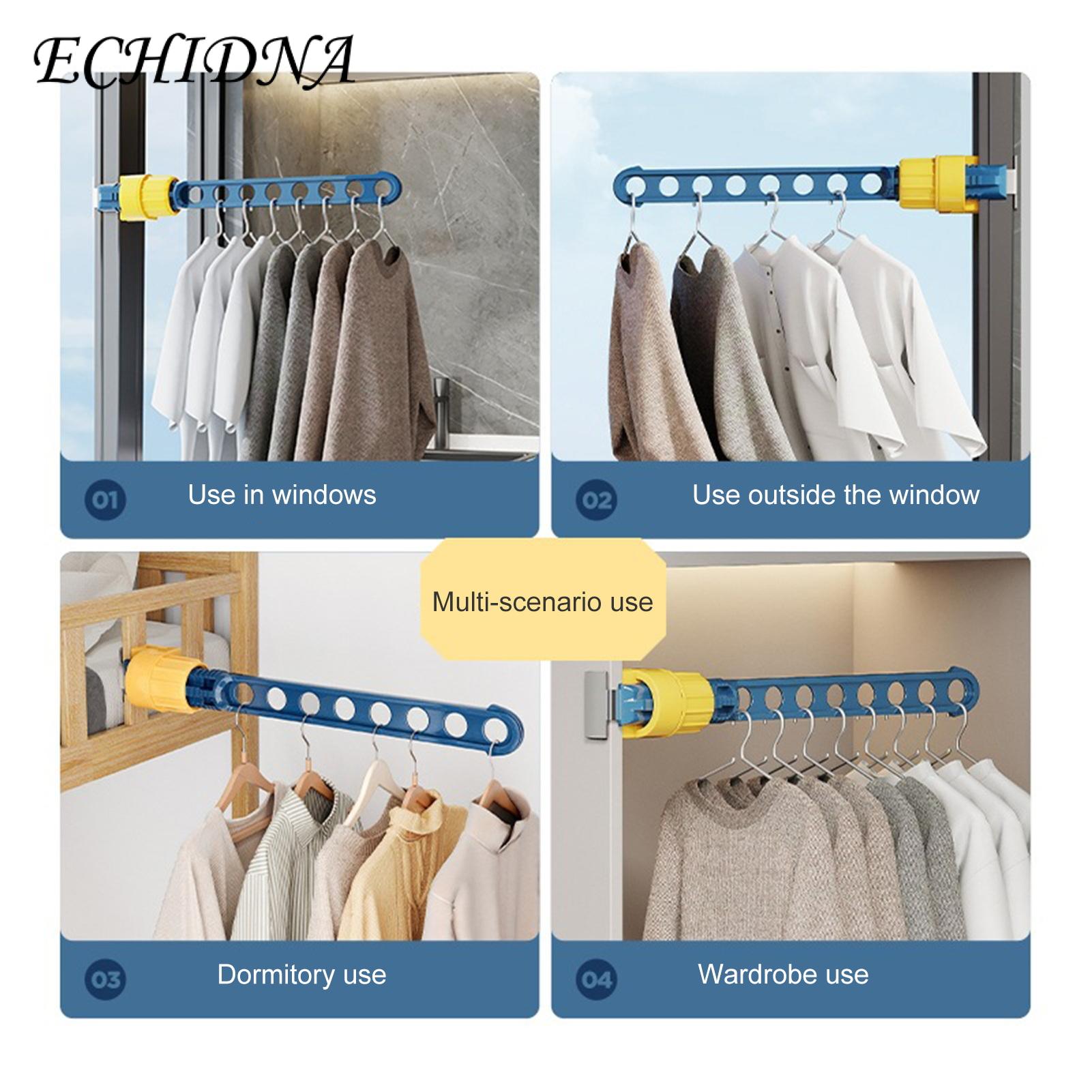 Heavy Duty Clothes Rack Portable Adjustable Clothes Hanger Rack Heavy Duty Travel Drying Holder for Window Frame Mount 8-hole Organizer Multi-holes Clothes Rack. 