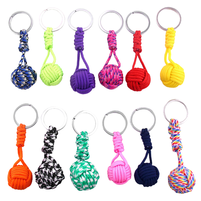 Parachute Woven Rope Ball Keychain Lanyard Key Ring Monkey Fist Key Chains. 