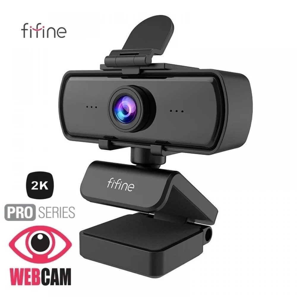 Fifine K420 Webcam 1440P, 2K Web Camera with Privacy Cover & Tripod for Laptop Desktop, Plug & Play 4MP HD USB Webcam with Built-in Mic for Live Streaming, Zoom Meeting, Online Class, Video Calling. 