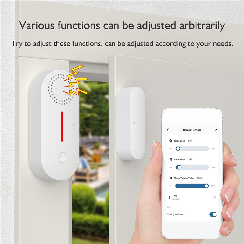 1 PCS WIfi Alarm Wireless Magnetic Door Window Sensor Window and Door Alarms Door Chimes When Door Opens Tuya Smart Devices. 