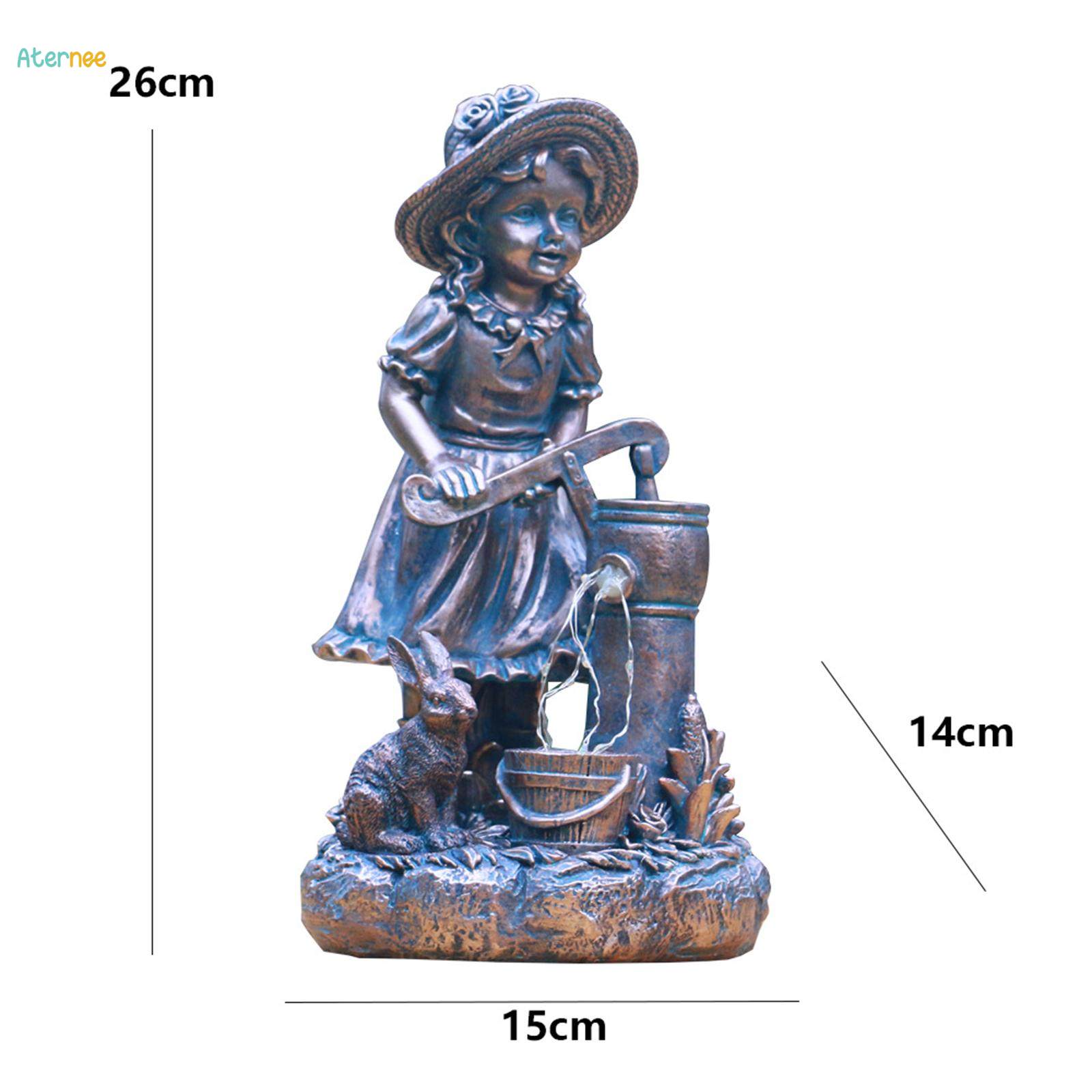 Garden Fetching Statue with Lamp for Outdoor Terrace Multipurpose. 
