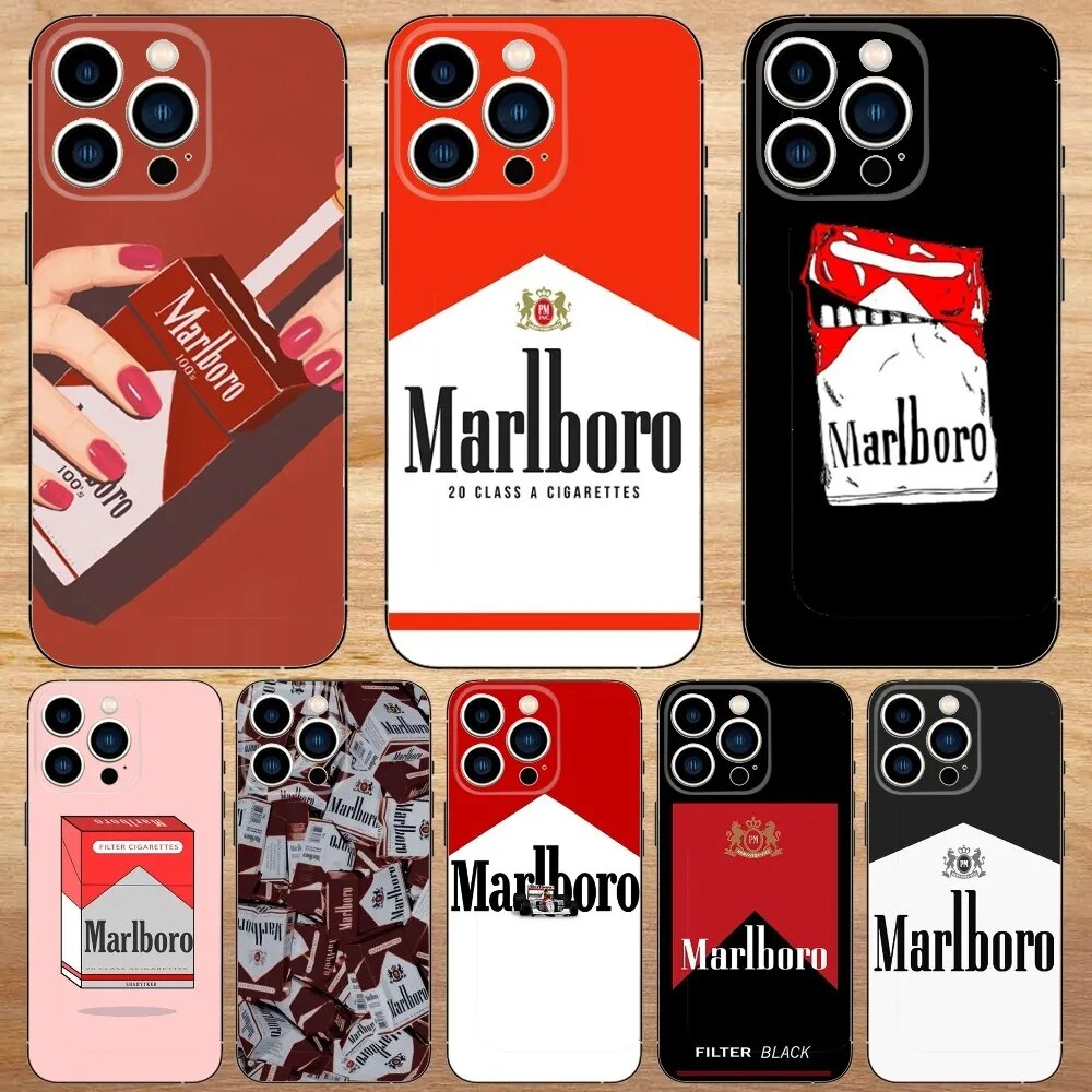 Cigarette-M-Marlboros Phone Case For  iPhone15,14,13,12,11,Pro,Max,Plus,Mini,X,XS,XR,8,7,6,S,Plus,SE Soft Black  Case | Daraz.com.bd