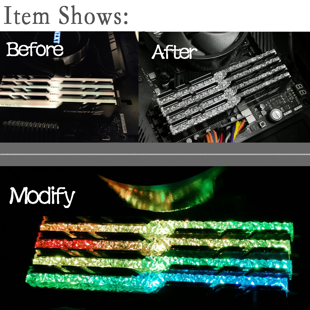 【YIYANGMAOYI111】Memory RAM Light Guide Bar Mod For Skill Z Neo RGB Change To Royal Band Improve Light Transmittance. 