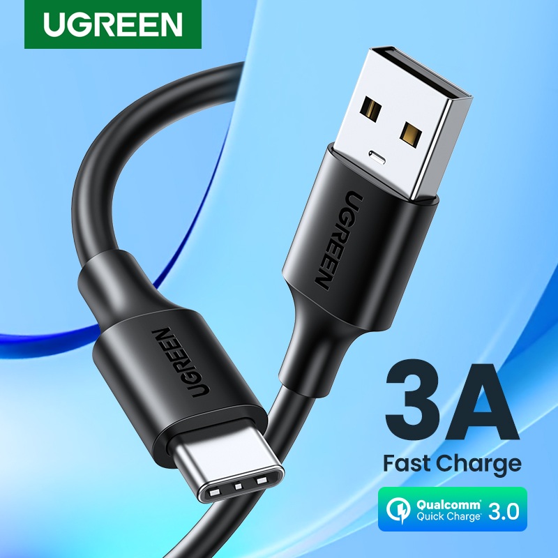 UGREEN 60116 USB-A 2.0 to  USB-C Cable Nickel Plating  1m (Black)# US287 - Function: Charging & Data Sync - Speed up to 480Mbps -  3A fast charge - Support QC3.0/AFC/FCP - Wire core: Tin-plated copper. 