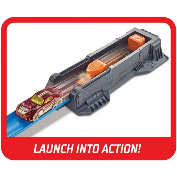 Hot Wheels FTB65 Corkscrew Crash Track Set Hot Wheels Corkscrew Crash Track Launch Set with One Vehicle. 