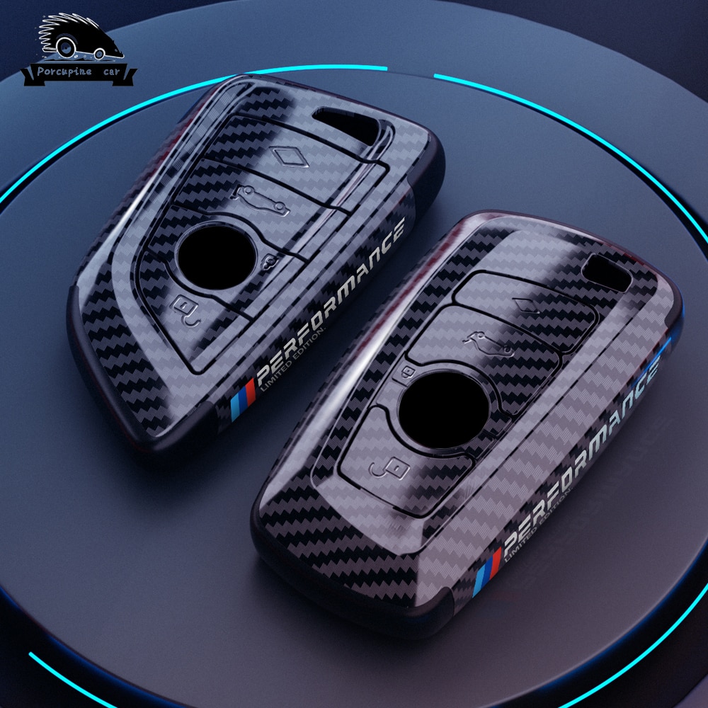 PC Carbon Fiber Style Car Key Case Cover Shell Fob For BMW X3 X5 X6 F30 F34 E60 E90 F10 E34 E36 F20 G30 F15 F16 1 3 5 7 Series. 