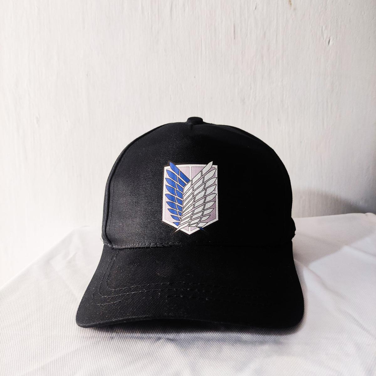 Aot Cap Black Anime Logo Cap Shingeki No Kyojin Blue Wings Of Freedom