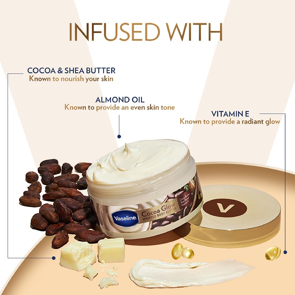 Vaseline Cocoa Glow Whipped Body Butter, 180g. 