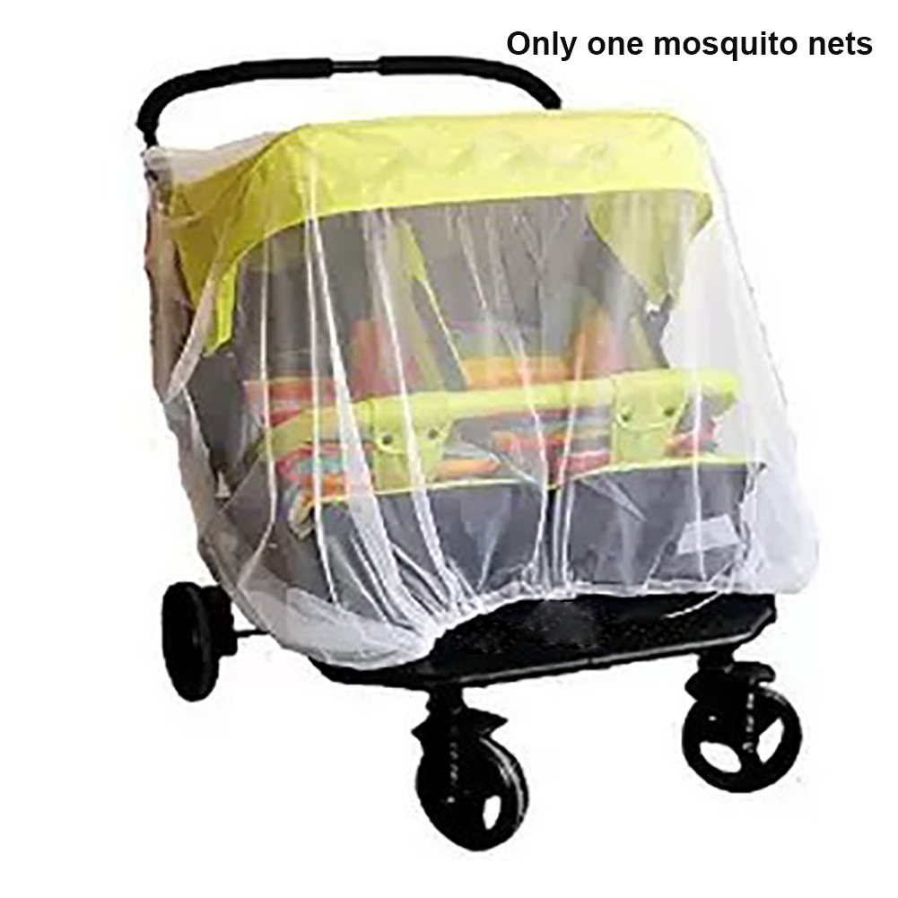 Baby Kid Buggy Accessories Double Stroller Crib Full Cover Shield Safe Mesh Insect Protection Mosquito Net Foldable White. 