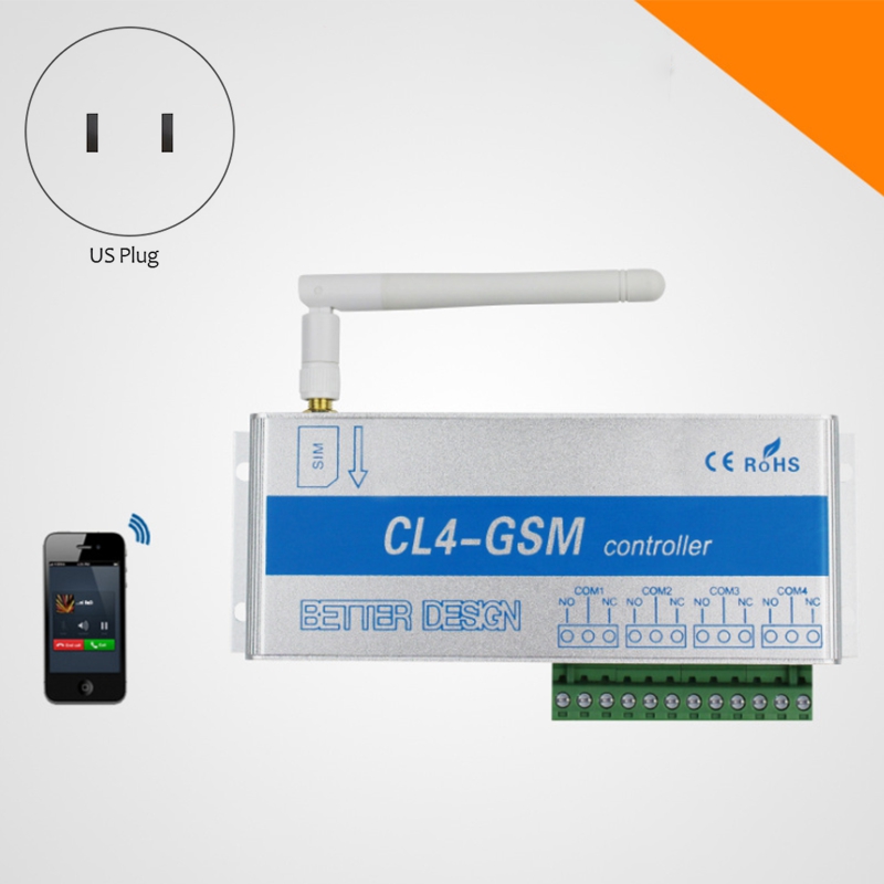4 Channel Relay CL4-GSM SMS GSM APP Wireless Controller(US Plug). 