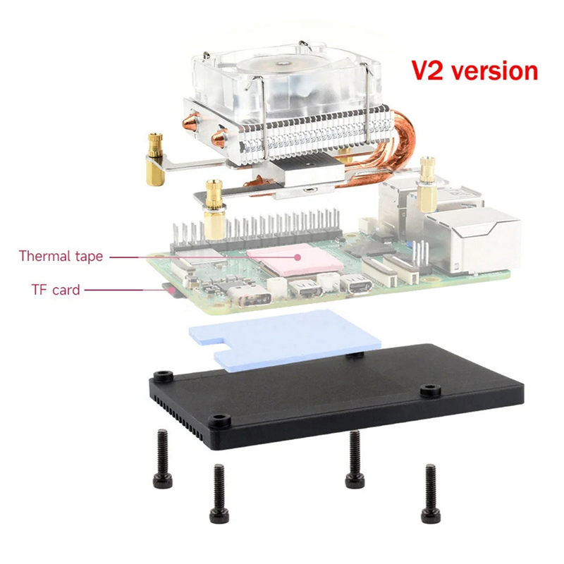 ICE Tower Fan V2 Thinner RGB Fan for 5 Pi5 Horizontal. 