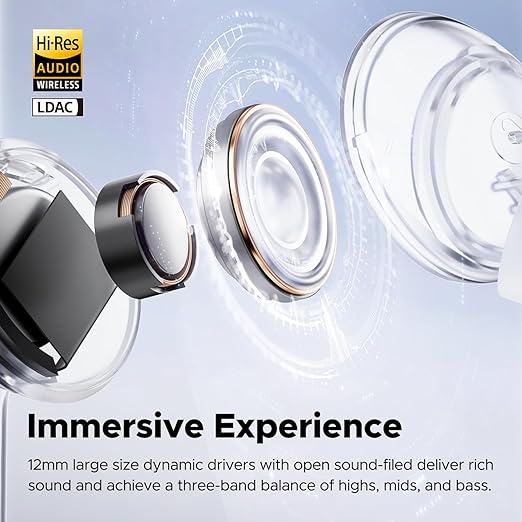 SoundPEATS Capsule 3 Pro Earbuds Futuristic Translucent Bluetooth 5.3 Wireless Earphones LDAC 6 Mic 43dB Hybrid Noise-Cancellation Gaming Mode Up to 8 hours Playtime. 