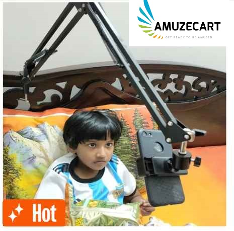 Overhead Video Stand ( মোবাইল মাউন্ট - With Mobile Mount ) Phone Holder Articulating Arm Phone Mount Table Top Scissor Boom Arm Articulating Phone Stand Tablet Phone Holder for Streaming Phone Baking Crafting. 