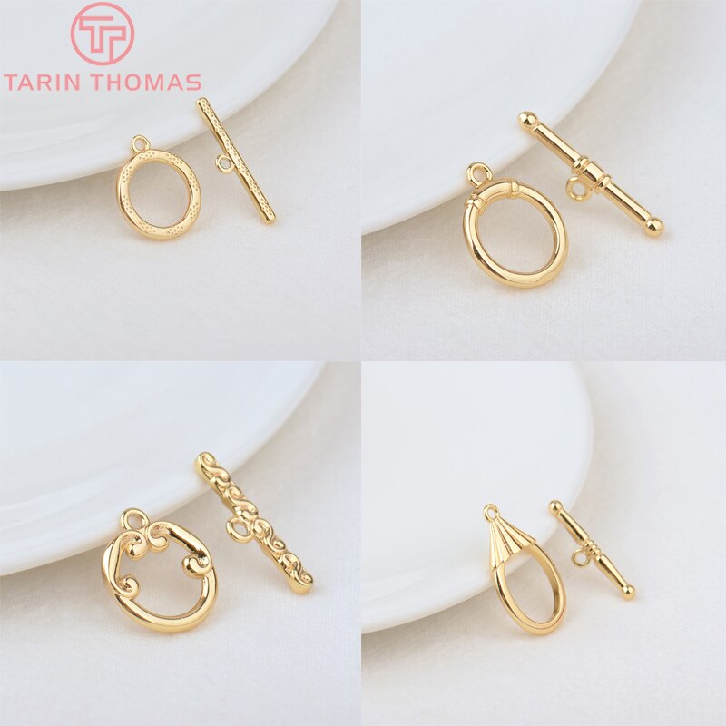 (3452)6 Sets 24K Gold Color Plated Brass Bracelet O Toggle Clasps High Quality Diy Jewelry Making Findings Accessories. 