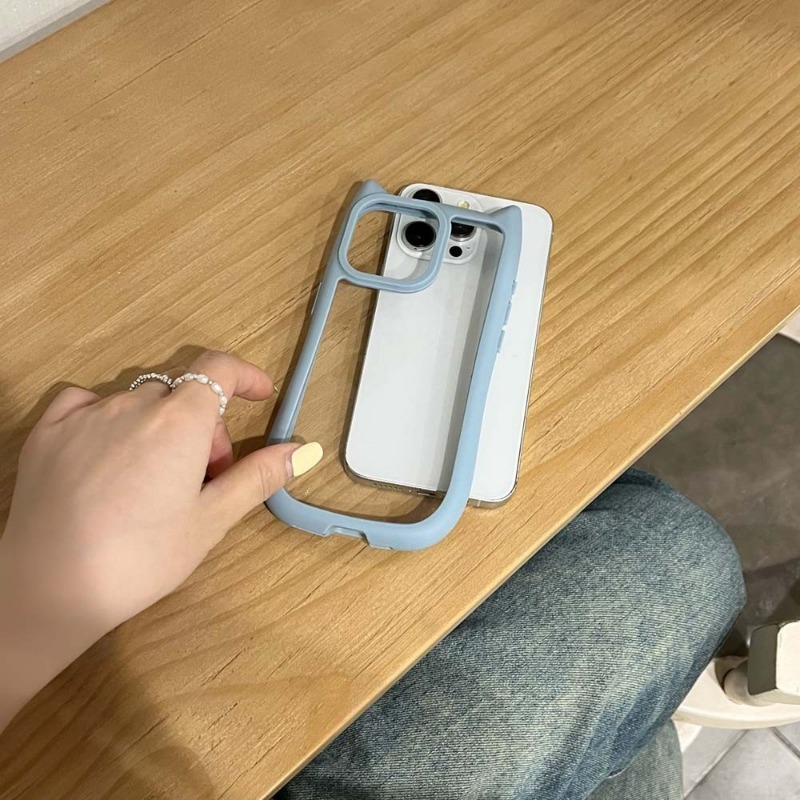 【Ready Stock+FREE Shipping】Cute cat ears phone case For iPhone 15 14 13 12 11 Pro Max 14 15 Plus Xr Xs Max fully protection shockproof transparent hard cover back cover. 