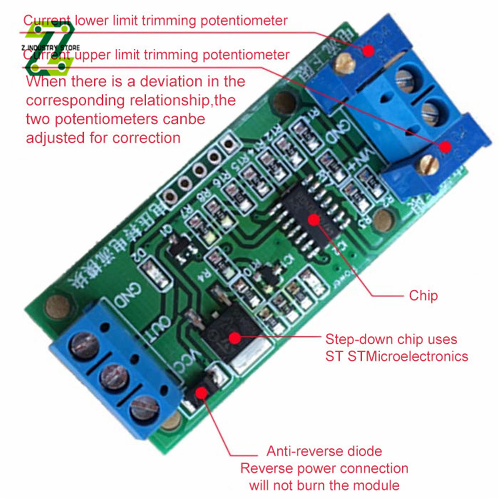 Voltage To Current Module 0-2.5V 0-3.3V 0-5V 0-10V 0-15V 0-24V to 0 -20mA/4 -20mA Current Transmitter Signal Converter Module Superman