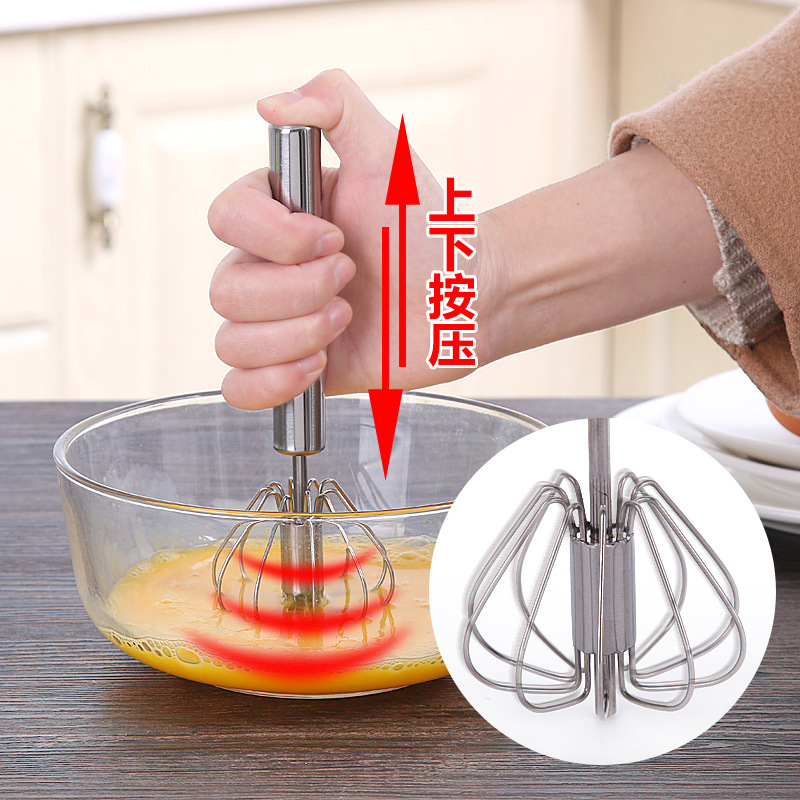 Home Semi-Automatic Stainless Steel Egg Whisk Household Whisk Cream Manual Whisk Egg Wirrel Egg Wrecker Egg Stick Baking. 