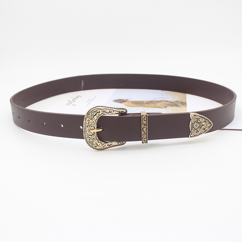 European and American women's belts, antique buckles, single-headed, double-buckle heads, personality, retro carved buckles, versatile clothing, decorative belts, women